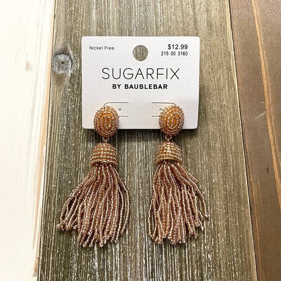 Sugarfix by Baublebar Beaded Dangle Tassel Earrings Nickel Free Bronze NWT - Picture 1 of 2